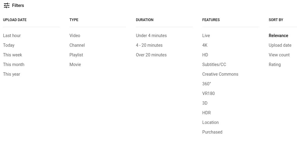 youtube search filters - they’re garbage